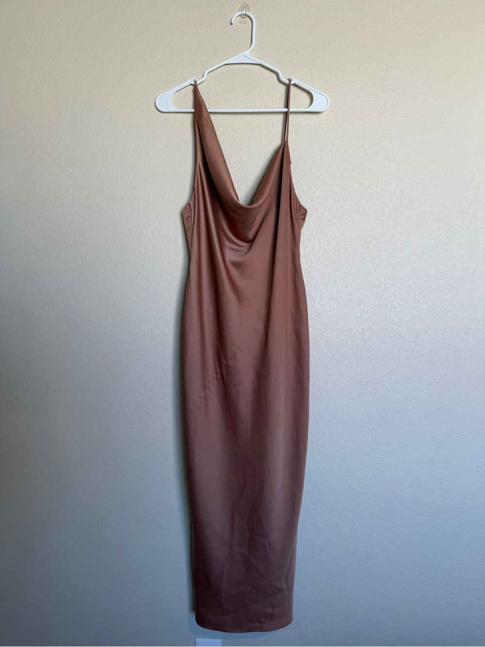BHLDN Mauve-Brown Cowl Neck Slip Maxi Dress